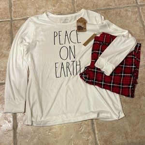 NWT Rae Dunn Peace on Earth Men’s Lounge Pajama Set from Family Pajamas Line